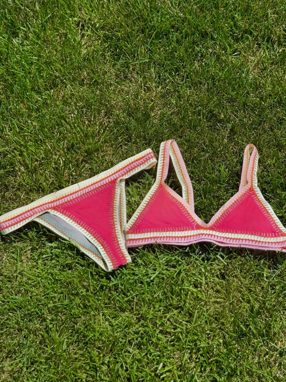 Benedetta Reversible Tri Star Bikini. Like New. Large. Hot Pink/Gray Multicolor.